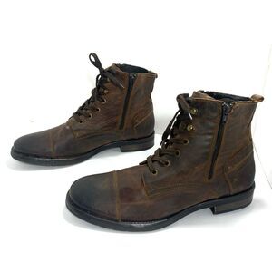 GBX Leather Moto Combat Lace Up Zippered Ankle Men’s Boots Size 10M